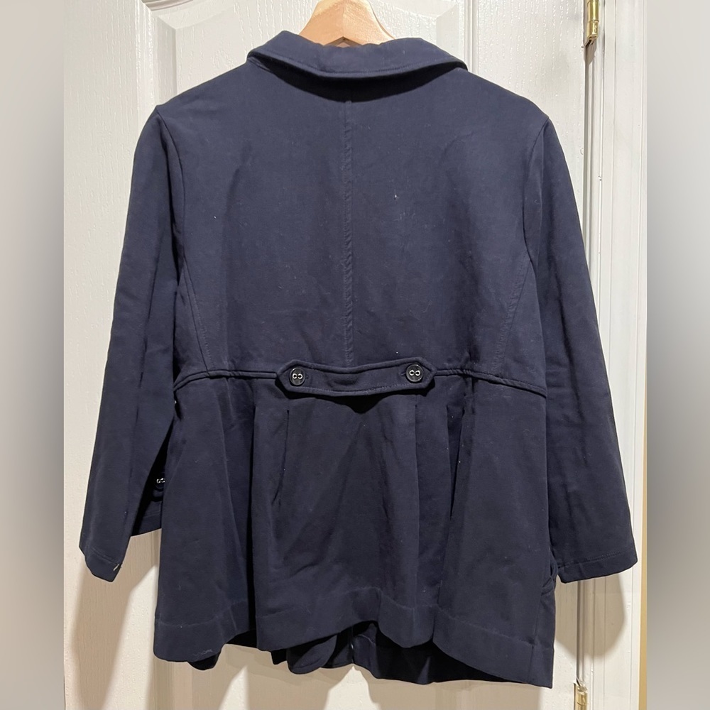 Motto Jersey 3 Button Peplum Jacket Coat Navy Blue Cotton Blend Plus Size 1X - Picture 2 of 4